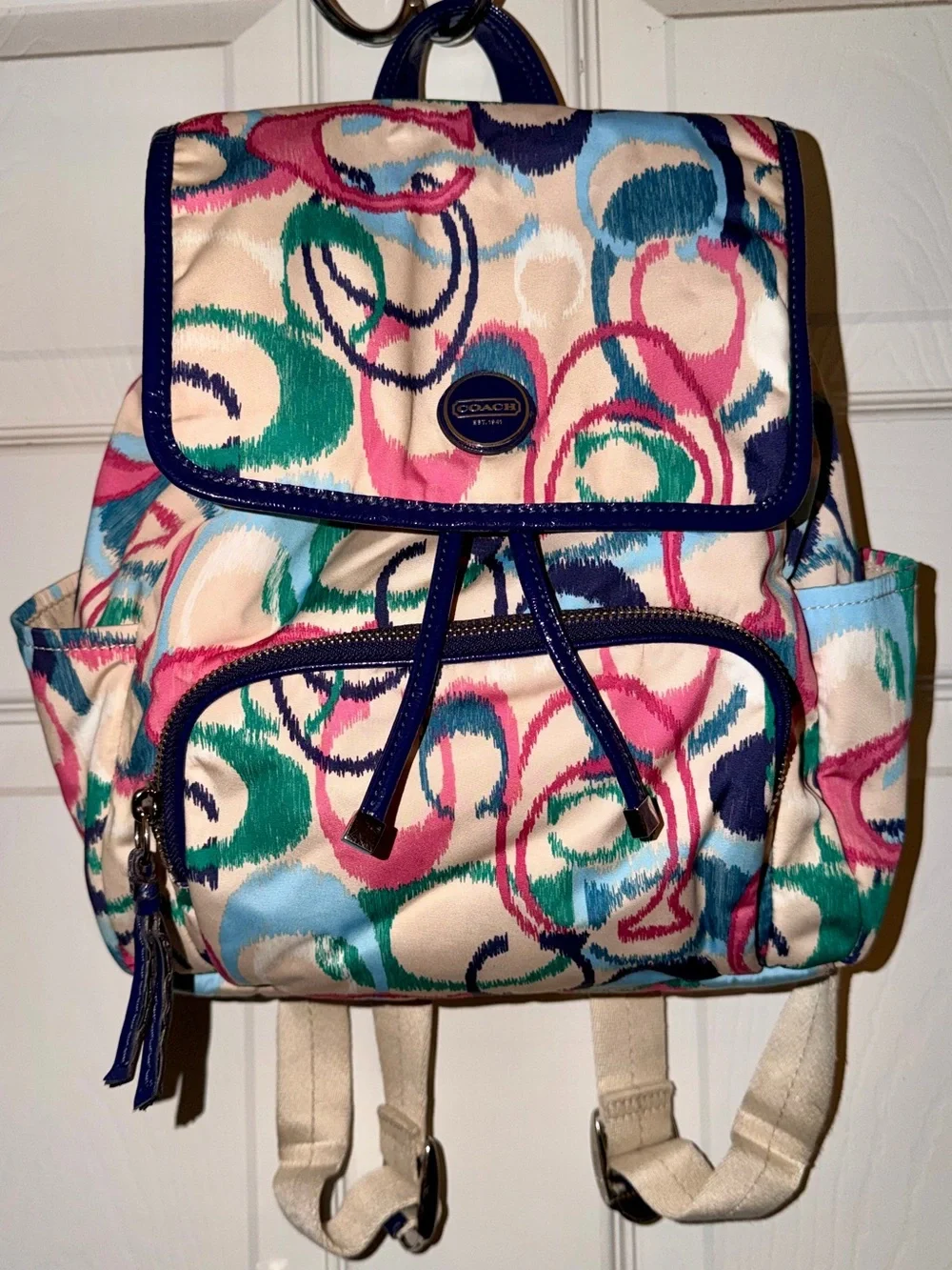 Authentic Mini Coach Scribble C Multicolor Drawstring Flap Backpack